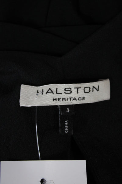 Halston Womens Jumpsuit Black V-Neck Sleeveless Tie Waist Polyester Size 4