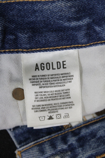 Agolde Women Cut-Off Blue Shorts Button Closure 90s Size 24