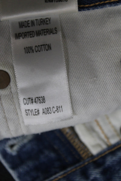 Agolde Women Cut-Off Blue Shorts Button Closure 90s Size 24