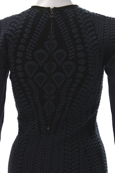 D. Exterior Womens Sheath Black Geometric Midi Dress 3/4 Sleeve Size S