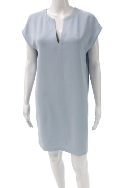 Theory Womens Shift Dress Blue V-Neck Short Sleeve Pullover Size S