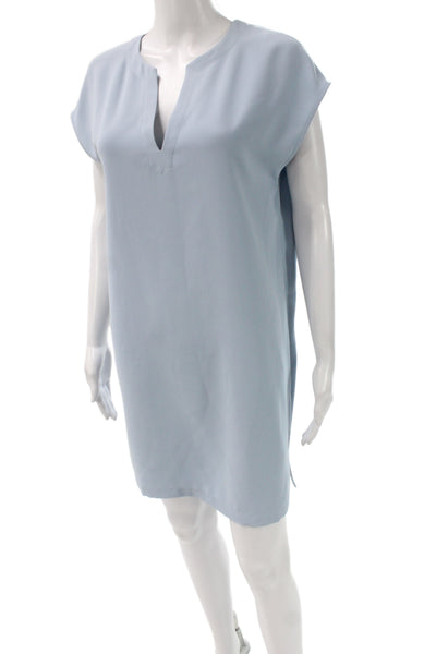 Theory Womens Shift Dress Blue V-Neck Short Sleeve Pullover Size S