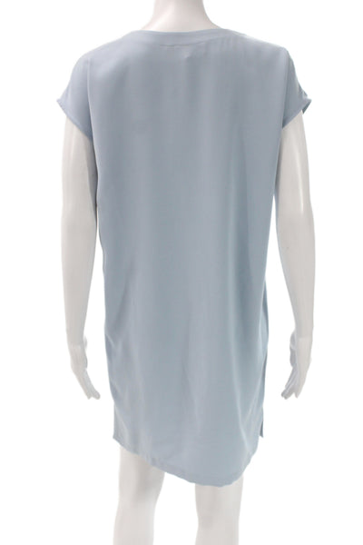 Theory Womens Shift Dress Blue V-Neck Short Sleeve Pullover Size S