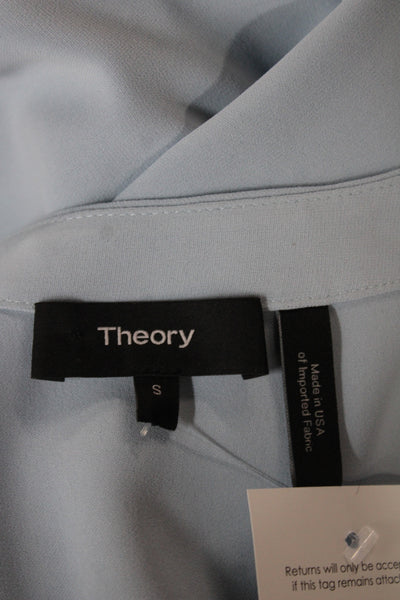 Theory Womens Shift Dress Blue V-Neck Short Sleeve Pullover Size S