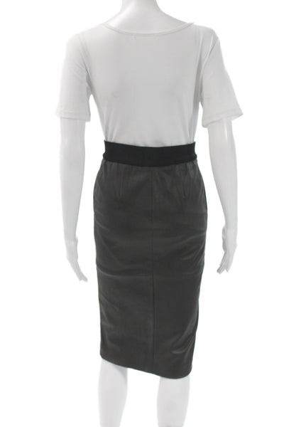 A.L.C. Womens Lamb Leather Pencil Skirt Black Zip Size 0