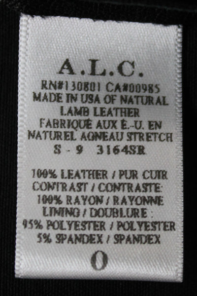 A.L.C. Womens Lamb Leather Pencil Skirt Black Zip Size 0