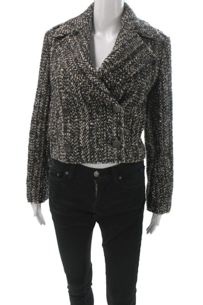 Theory Women Multicolor Herringbone Pea Coat Button Long Sleeve Size 00