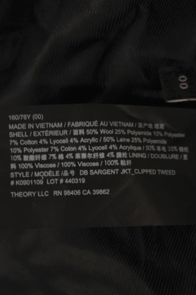 Theory Women Multicolor Herringbone Pea Coat Button Long Sleeve Size 00