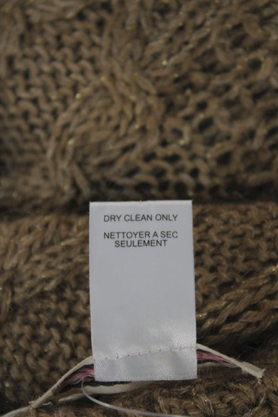 Nanette Lepore Women Cardigan Brown V-Neck Long Sleeve Merino Bohemian Size XS