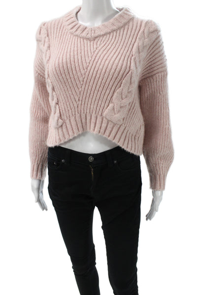 Alejandra Alonso Rojas Womens Pullover Pink Knit Crew Neck Long Sleeve Size XS