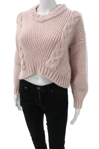 Alejandra Alonso Rojas Womens Pullover Pink Knit Crew Neck Long Sleeve Size XS