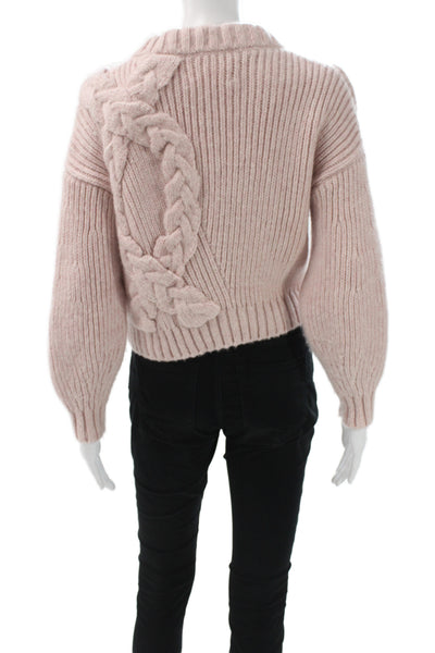 Alejandra Alonso Rojas Womens Pullover Pink Knit Crew Neck Long Sleeve Size XS