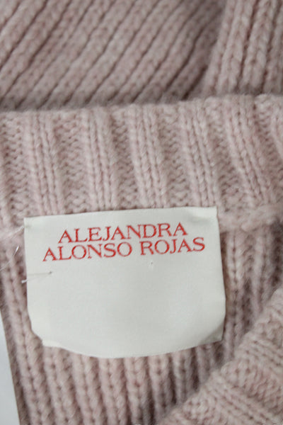 Alejandra Alonso Rojas Womens Pullover Pink Knit Crew Neck Long Sleeve Size XS