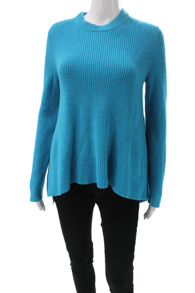 Proenza Schouler Womens Blue Ribbed Crewneck Pullover Sweater Size XS