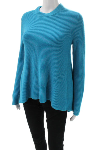 Proenza Schouler Womens Blue Ribbed Crewneck Pullover Sweater Size XS
