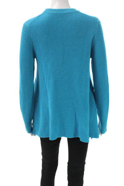 Proenza Schouler Womens Blue Ribbed Crewneck Pullover Sweater Size XS