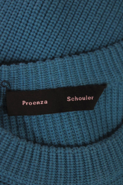 Proenza Schouler Womens Blue Ribbed Crewneck Pullover Sweater Size XS