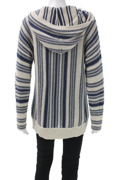 Outerknown Womens Pullover Sweater Beige V-Neck Striped Knit Long Sleeve Size S
