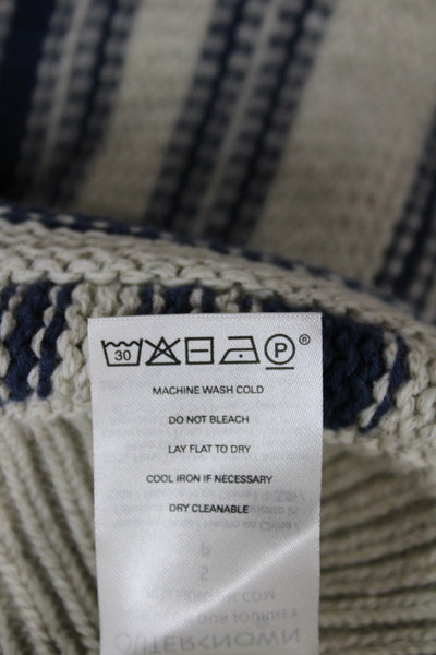 Outerknown Womens Pullover Sweater Beige V-Neck Striped Knit Long Sleeve Size S