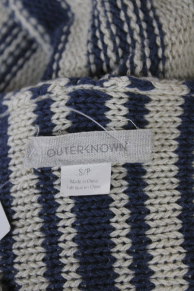 Outerknown Womens Pullover Sweater Beige V-Neck Striped Knit Long Sleeve Size S