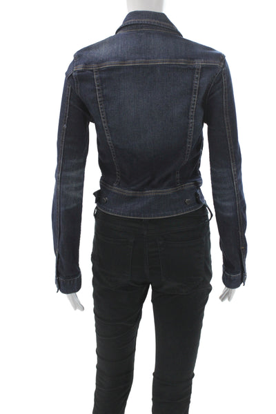 BLANKNYC Womens Basic Jacket Blue Long Sleeve Solid 98% Cotton Button Size XS