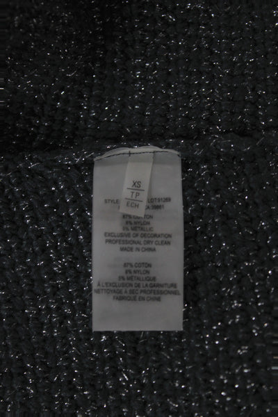Elie Tahari Women Basic Jacket Gray 3/4 Sleeve Button Sparkly Size XS