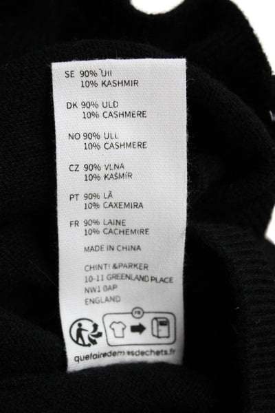 Chinti & Parker Women Pullover Sweater Black Geometric Crew Neck Wool Size L