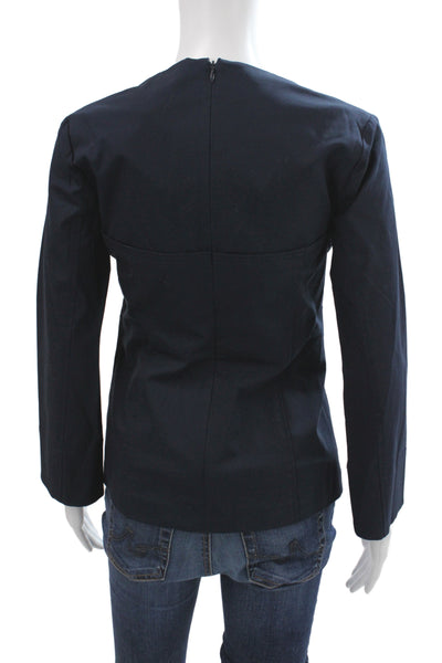 Derek Lam Women Black Collared Basic Blouse Long Sleeve Button Cotton Size 0