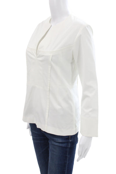 Derek Lam Women Black Collared Basic Blouse Long Sleeve Button Cotton Size 0