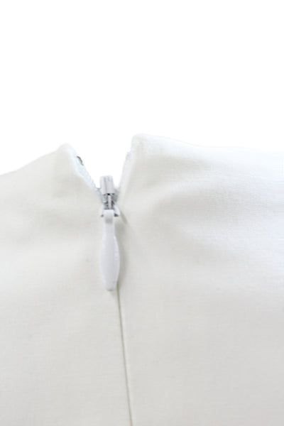 Derek Lam Women Basic White V-Neck Long Sleeve Zip Blouse Size 2
