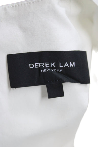 Derek Lam Women Basic White V-Neck Long Sleeve Zip Blouse Size 2