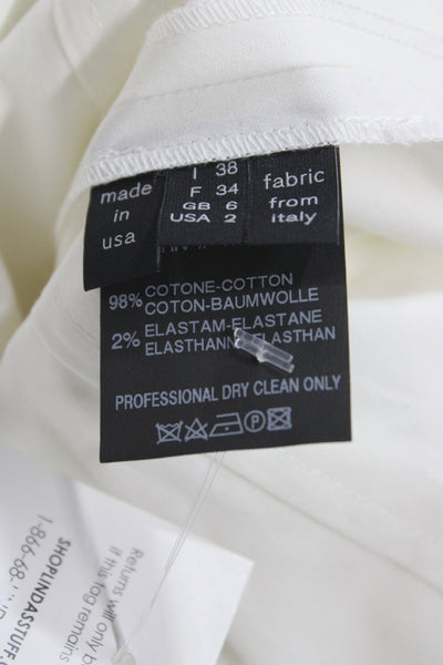 Derek Lam Women Basic White V-Neck Long Sleeve Zip Blouse Size 2