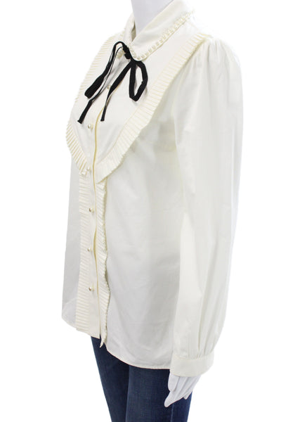 Gucci Womens Basic Collared Cotton Long Sleeve Blouse White Size 42