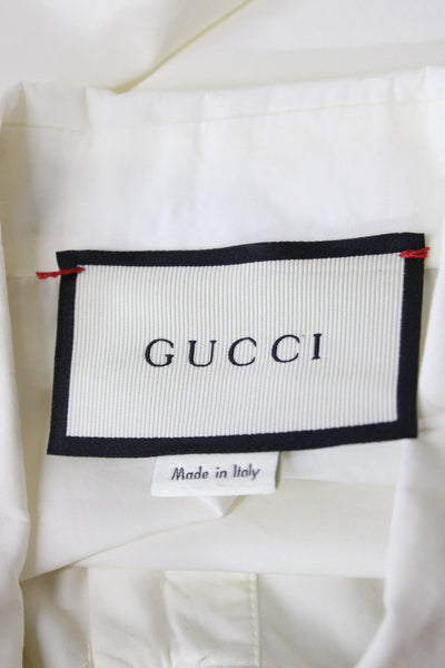 Gucci Womens Basic Collared Cotton Long Sleeve Blouse White Size 42