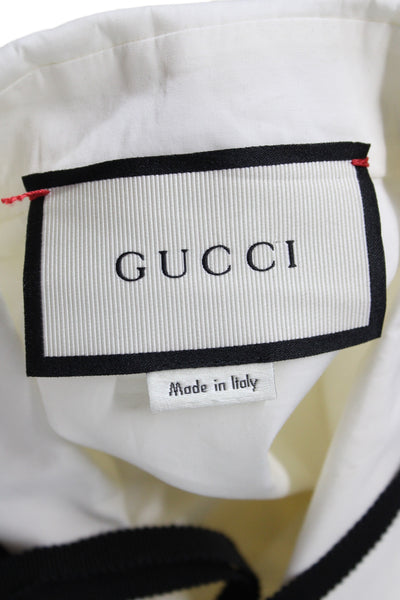 Gucci Womens Basic Collared Cotton Long Sleeve Blouse White Size 42