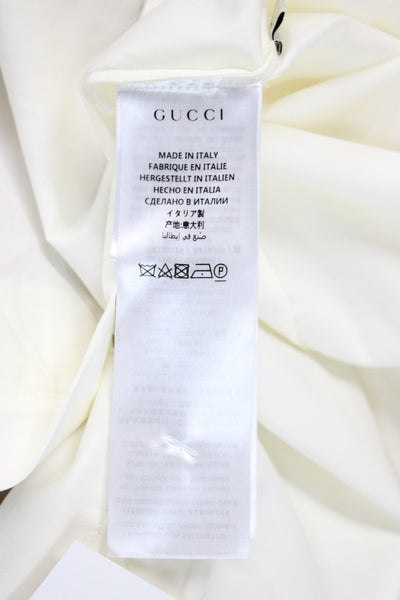Gucci Womens Basic Collared Cotton Long Sleeve Blouse White Size 42