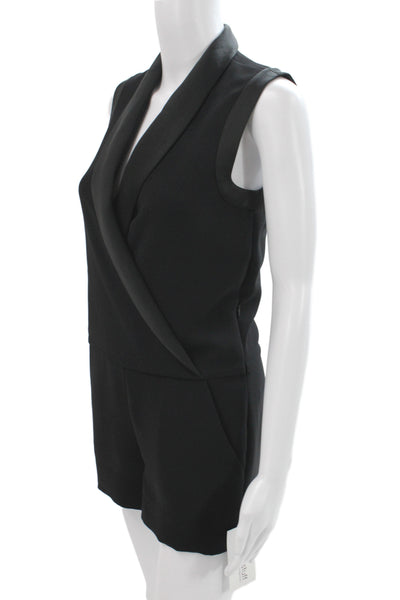 L'Agence Women Romper Black V-Neck Sleeveless Size 0