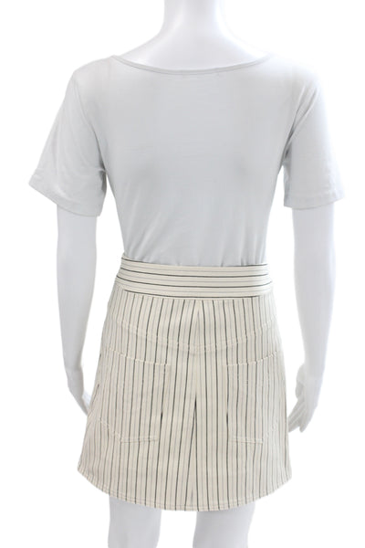 Derek Lam 10 Crosby Women Beige Mini Skort Button Cotton Striped Preppy Size 0