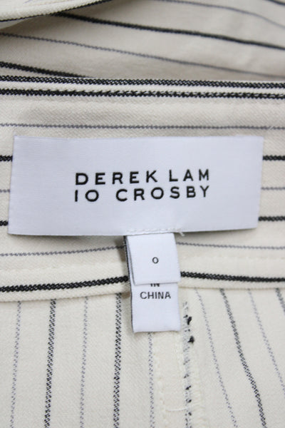 Derek Lam 10 Crosby Women Beige Mini Skort Button Cotton Striped Preppy Size 0