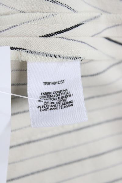 Derek Lam 10 Crosby Women Beige Mini Skort Button Cotton Striped Preppy Size 0