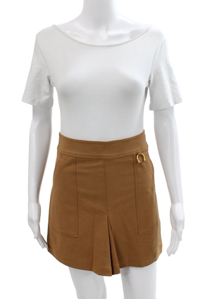 A.L.C. Womens Mini Skort Brown Zip Solid Size 00