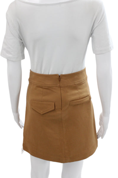 A.L.C. Womens Mini Skort Brown Zip Solid Size 00