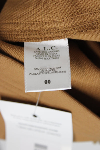 A.L.C. Womens Mini Skort Brown Zip Solid Size 00