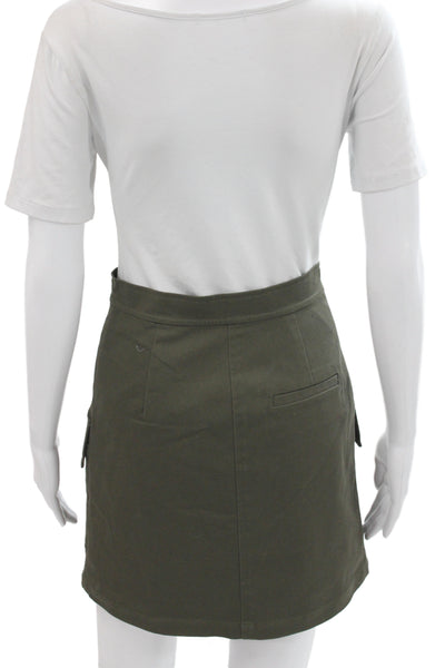 Thakoon Women Cargo Mini Skirt Green Cotton Military Zip Size 0