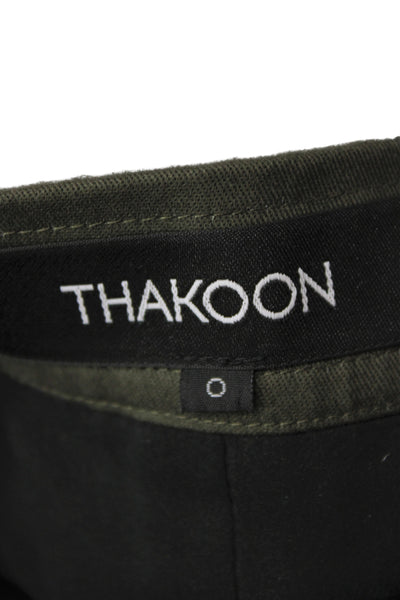 Thakoon Women Cargo Mini Skirt Green Cotton Military Zip Size 0