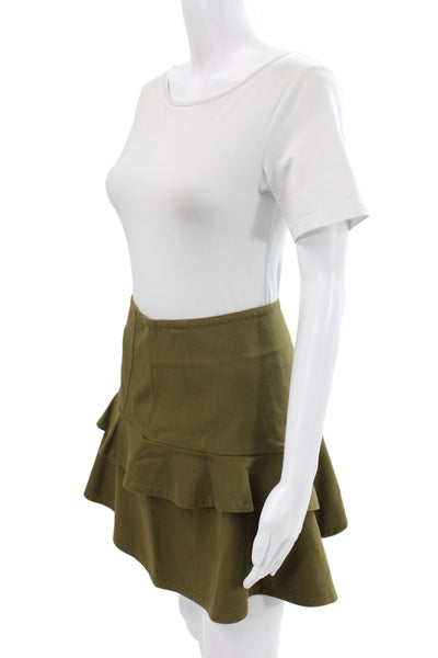 Derek Lam 10 Crosby Women Green Mini Cotton Skirt Hook Eye Solid Size 0