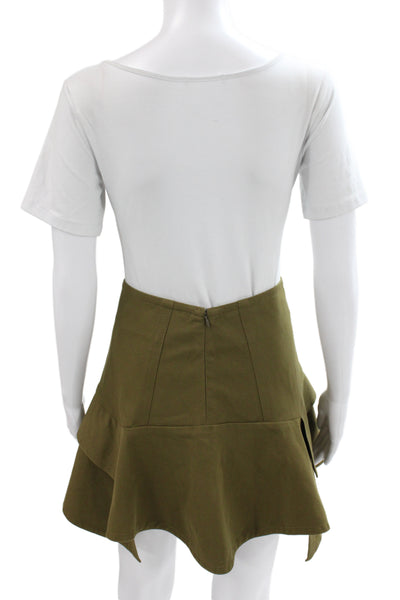 Derek Lam 10 Crosby Women Green Mini Cotton Skirt Hook Eye Solid Size 0