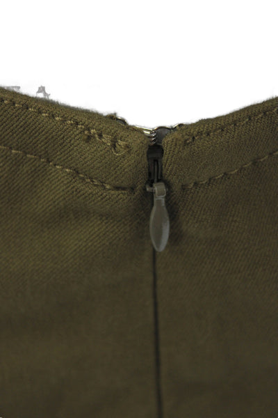 Derek Lam 10 Crosby Women Green Mini Cotton Skirt Hook Eye Solid Size 0