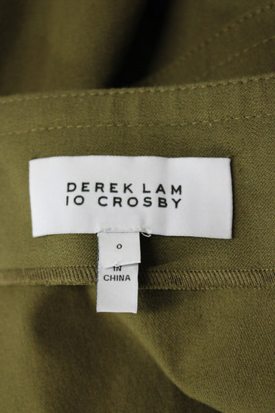 Derek Lam 10 Crosby Women Green Mini Cotton Skirt Hook Eye Solid Size 0