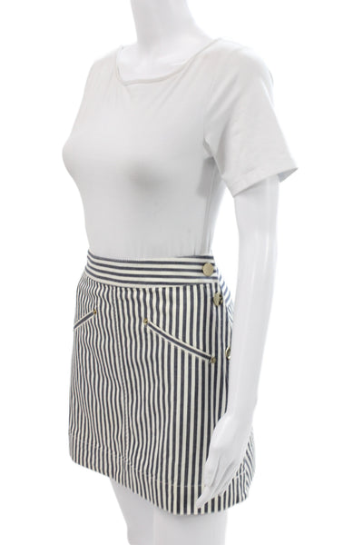 Derek Lam 10 Crosby Women Blue Striped Mini Skirt 98% Cotton Nautical Size 0